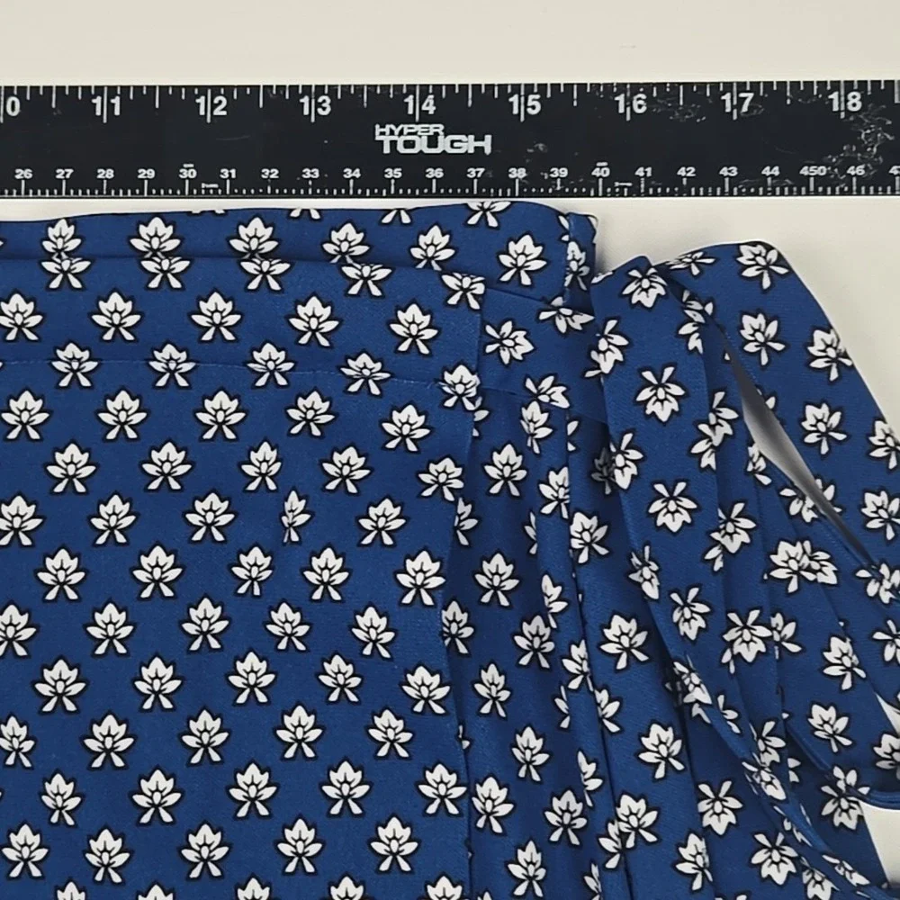 MK Michael Kors Blue Floral Paisley‎ Stretch-Knit Full Wrap Around Skirt Size 12